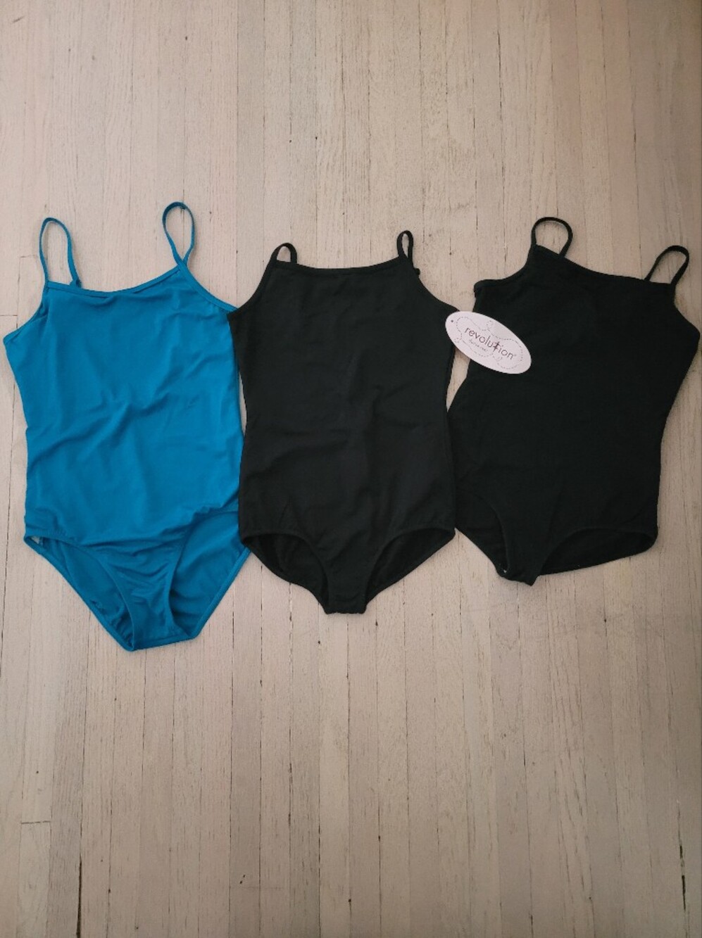 Revolution Kids One-Piece Dance Bodysuits - Teal and Black